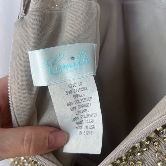 Camille La Vie Formal Evening Prom Dress Beaded Ribbon Waist Sleeveless Size 10 - Picture 9 of 11